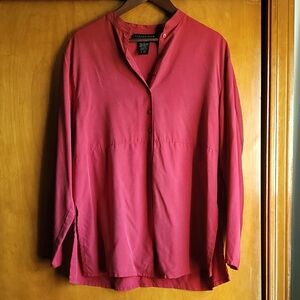 August Silk Deep Red Button-Down Shirt